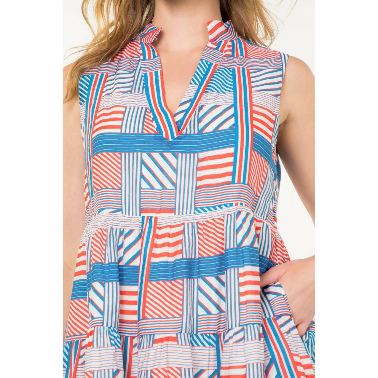 Sleeveless Striped Pattern Dress