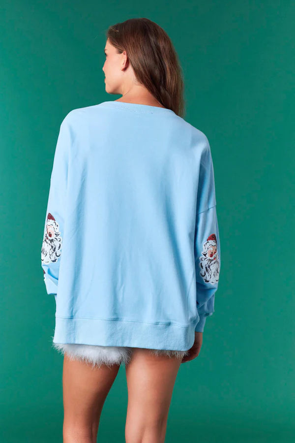 Blue Santa Sequin Sweatshirt