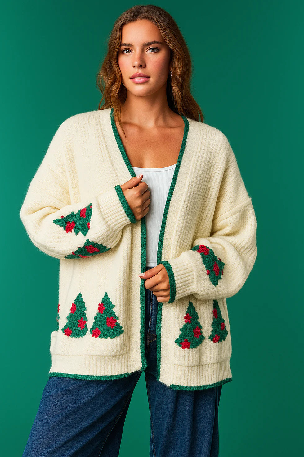 Christmas Tree Open Cardigan