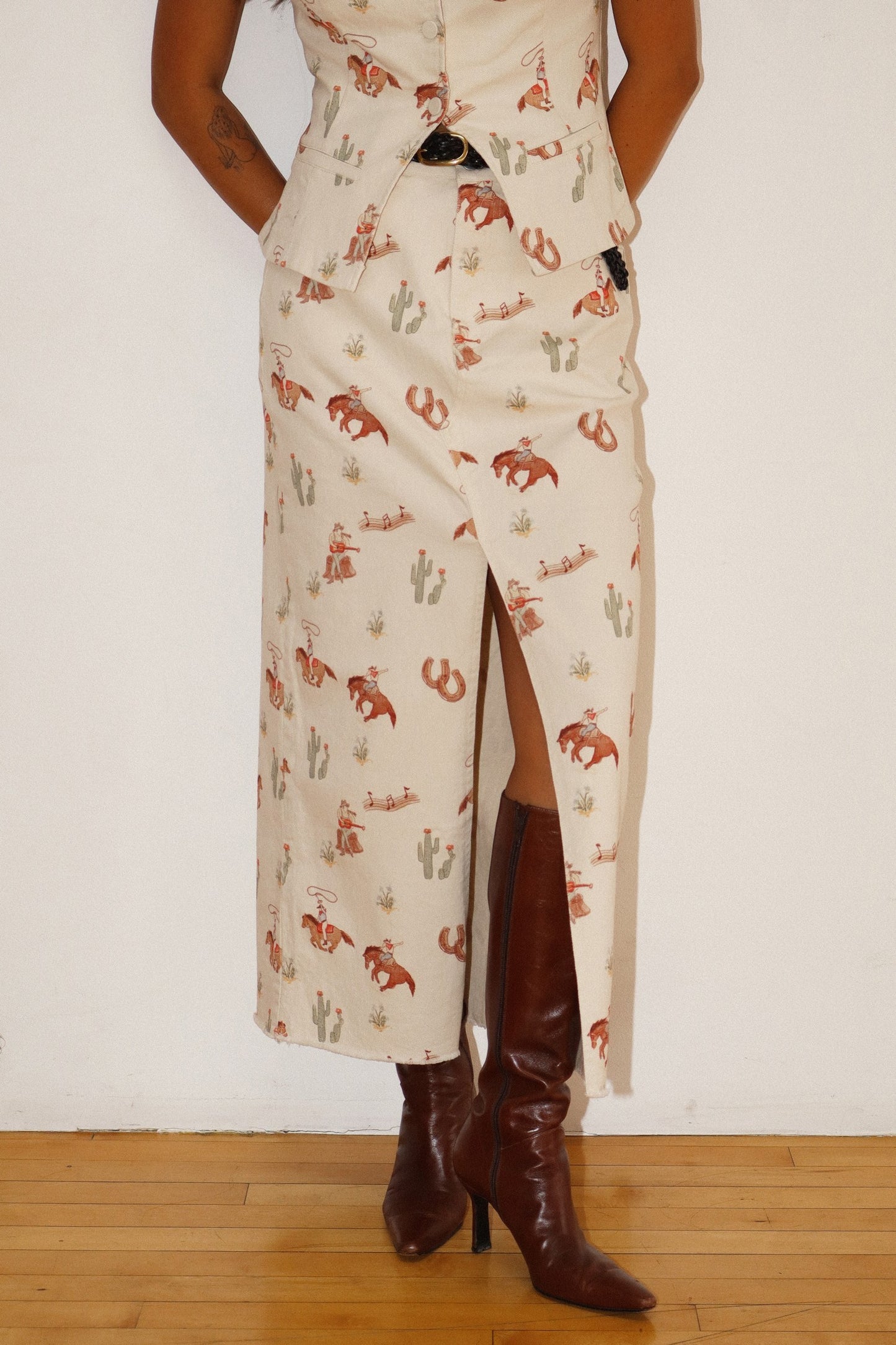 Desert Western Denim Skirt
