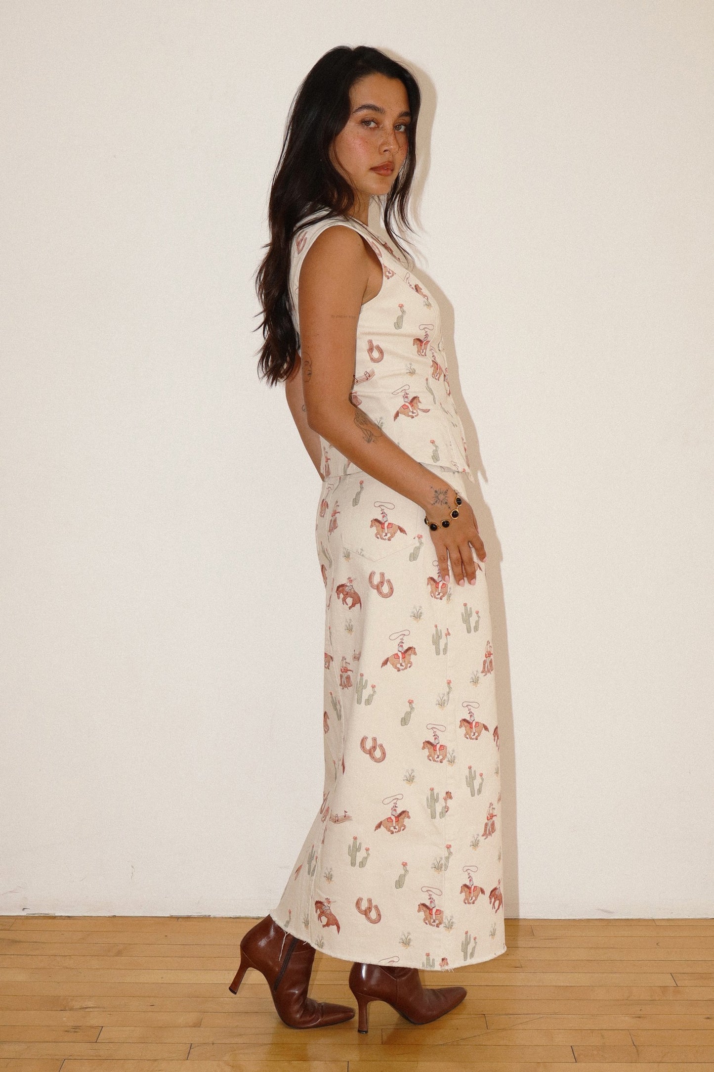 Desert Western Denim Skirt