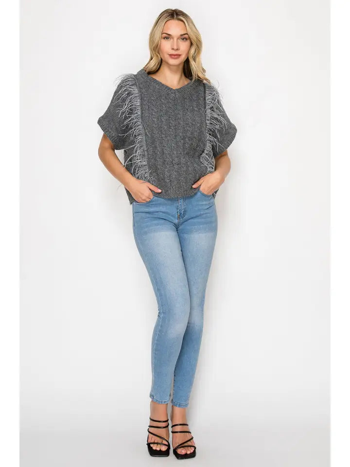 Feather Fringe Sweater