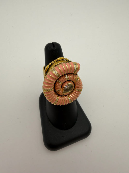 Mustard Seed Orange Shell Adjustable Statement Ring