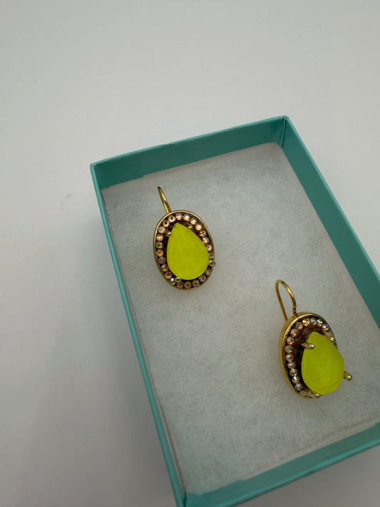Mustard Seed Classic Yellow Tear Drop Stone Earrings