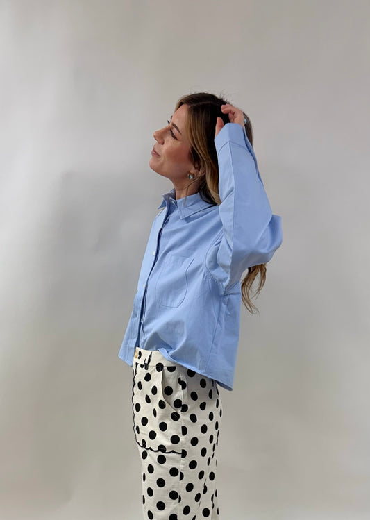 Light Blue Cropped Dress Shirt