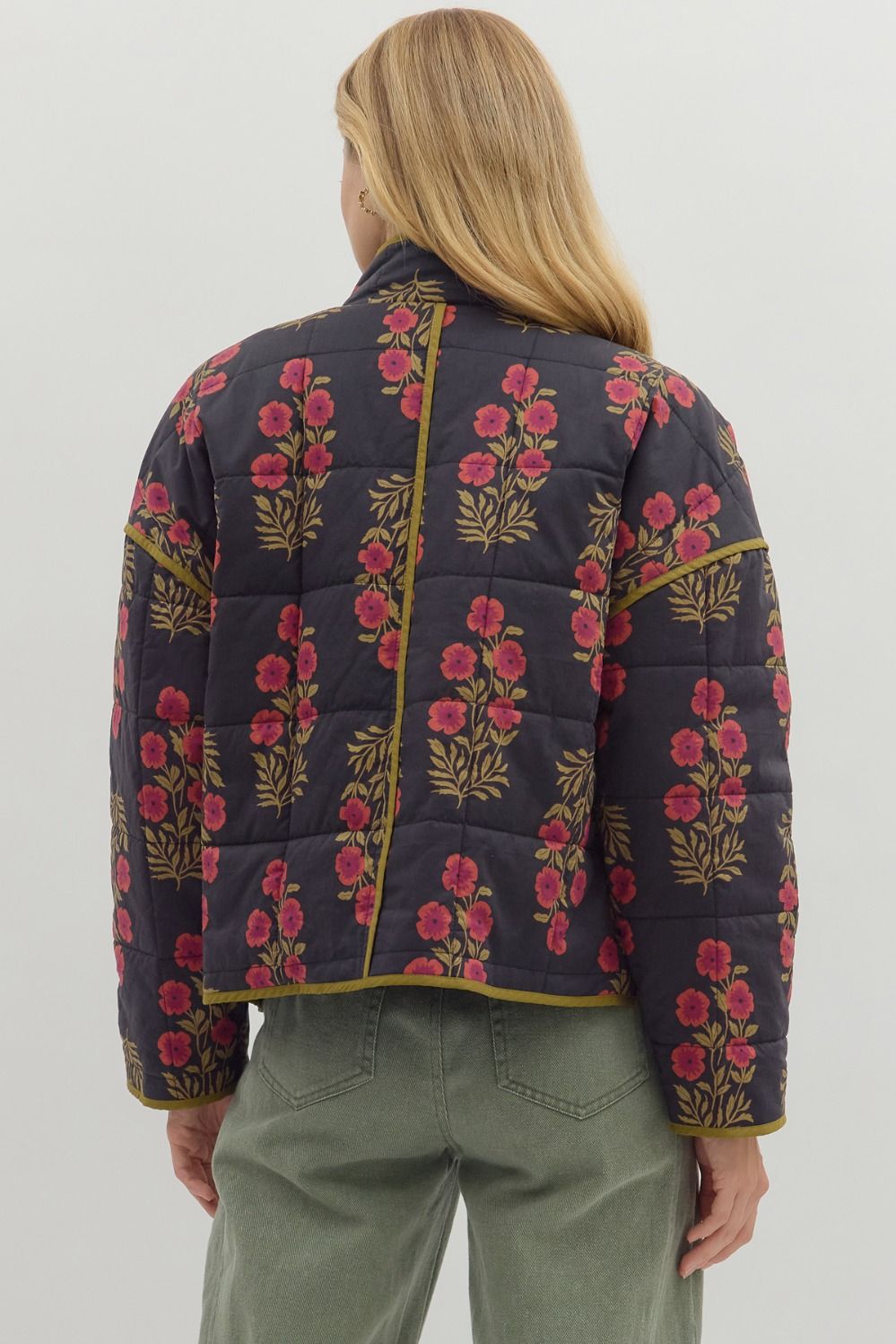 Quilted Black Floral Jacket