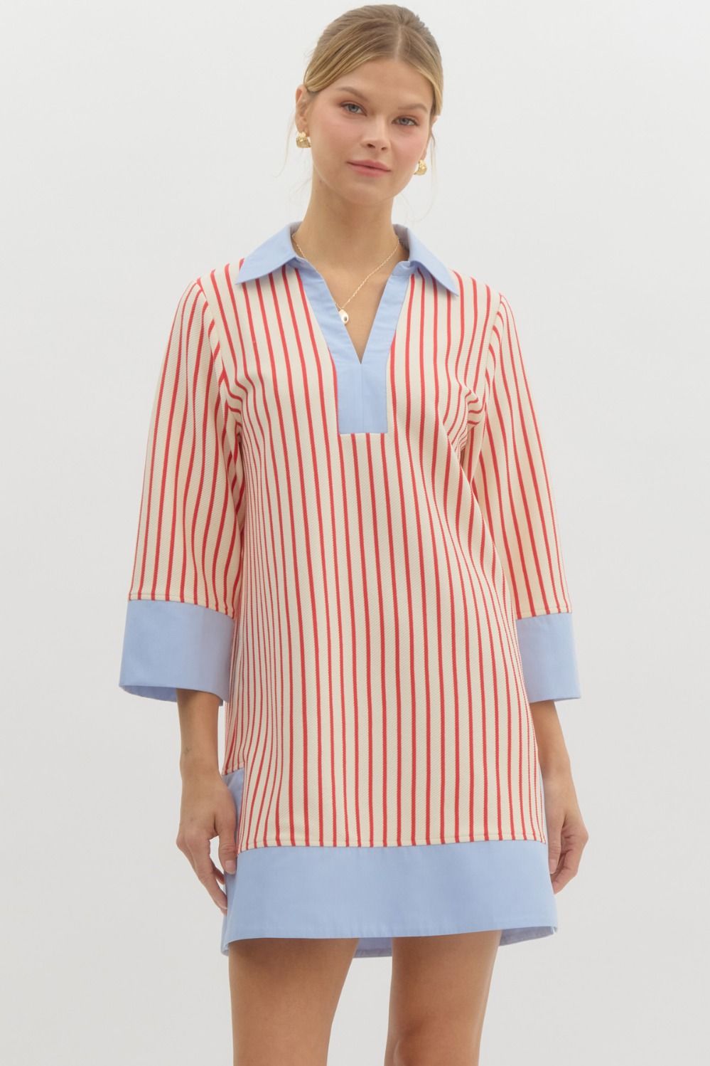 Red and Blue Striped Dress