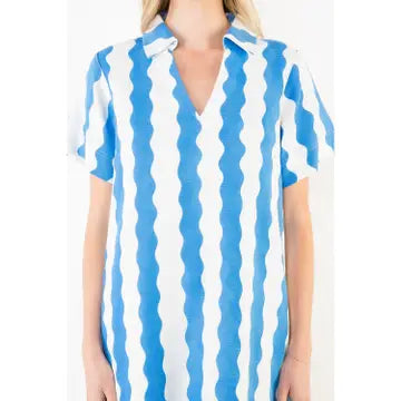 THML Short Sleeve Wave Pattern Dress