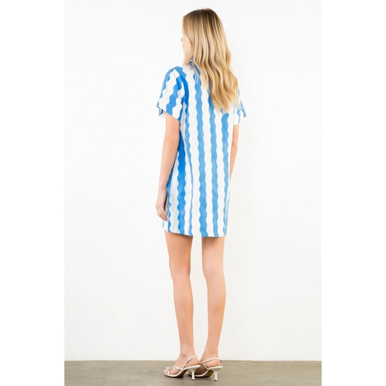 THML Short Sleeve Wave Pattern Dress