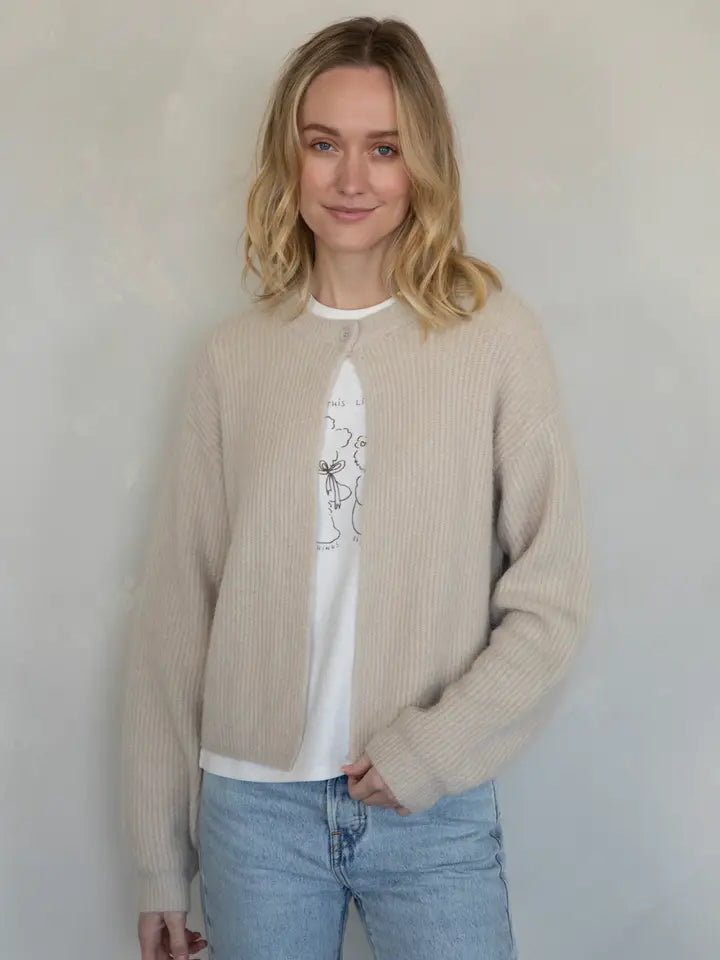 Taupe Open Cardigan