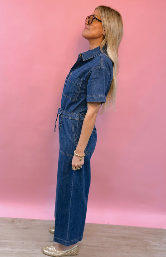 Elsie Denim Jumpsuit Deep Water
