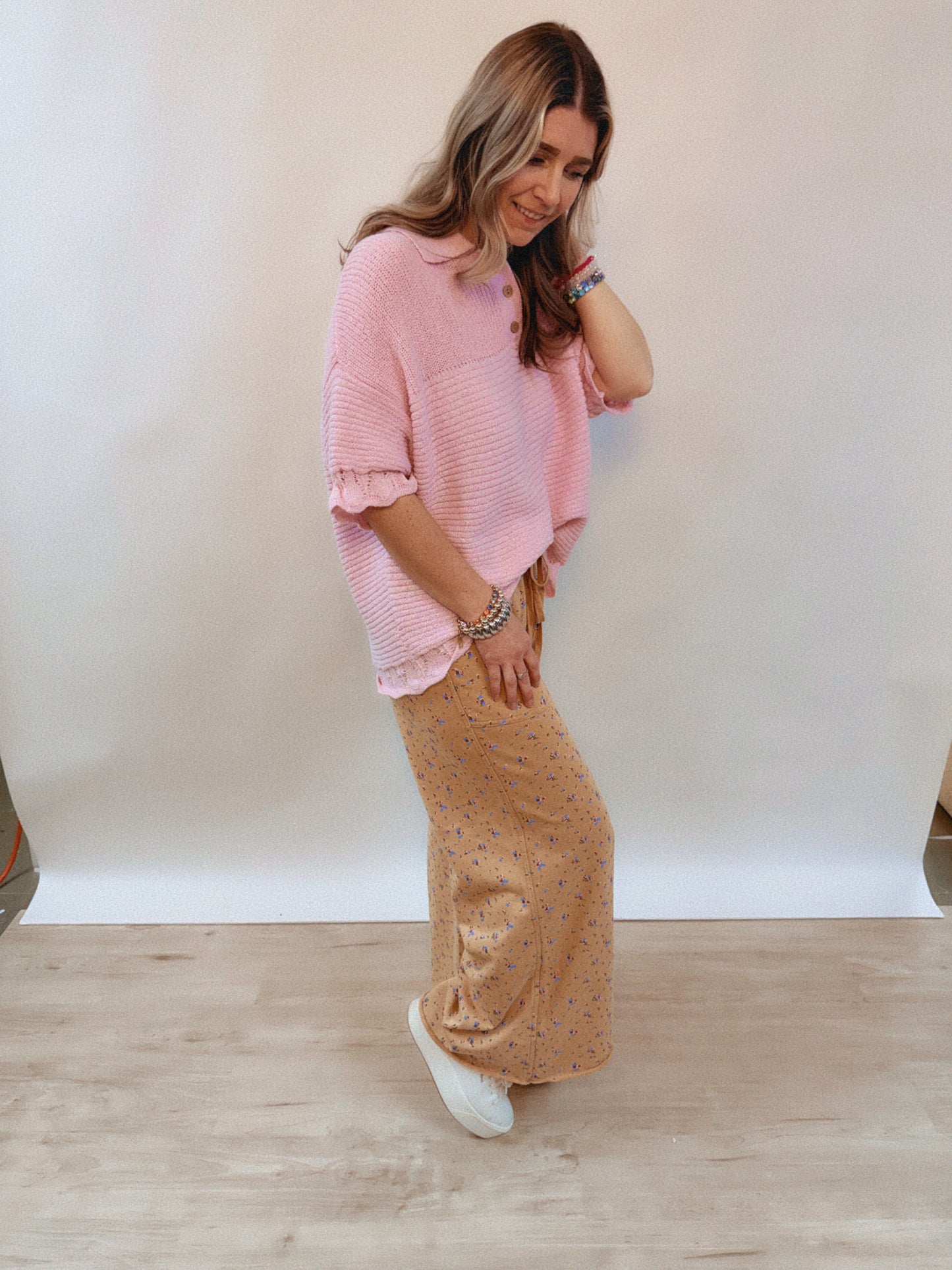 Collared Knit Blush Pink Sweater