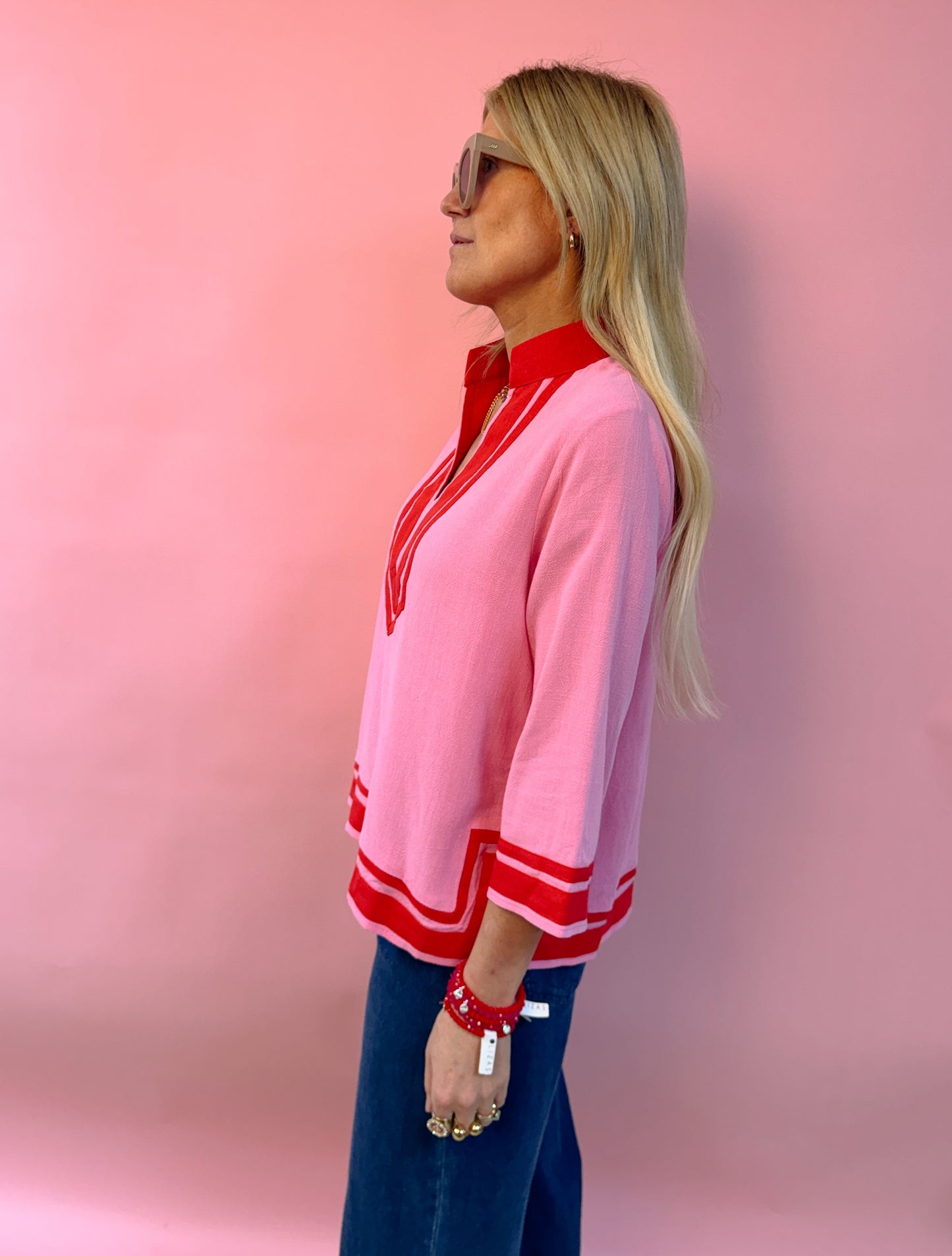 Pink Top with Red Border