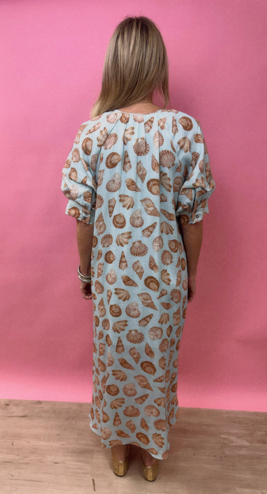 Seafoam Dress with Seashell Print