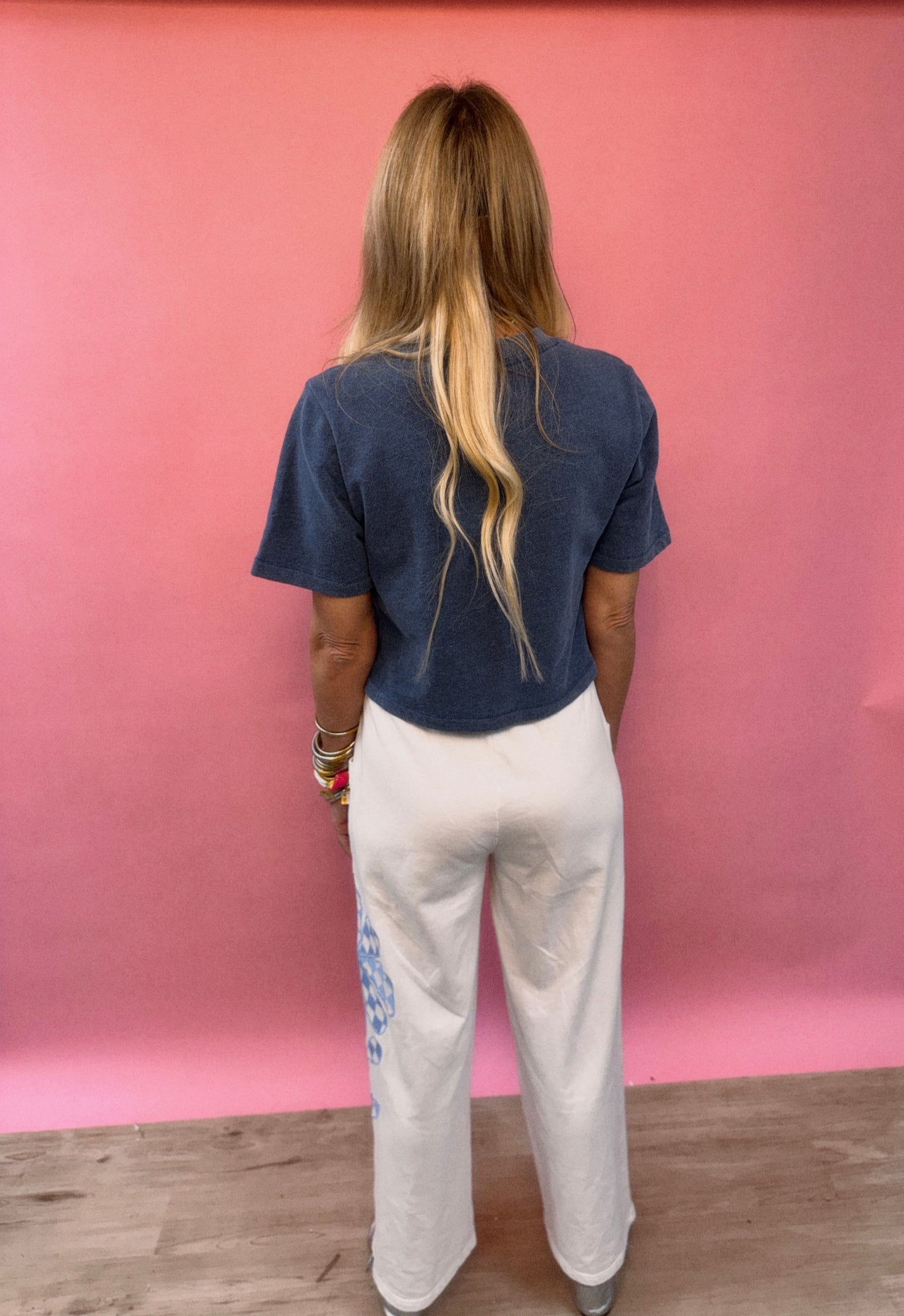 Off White Checker Flower Pant