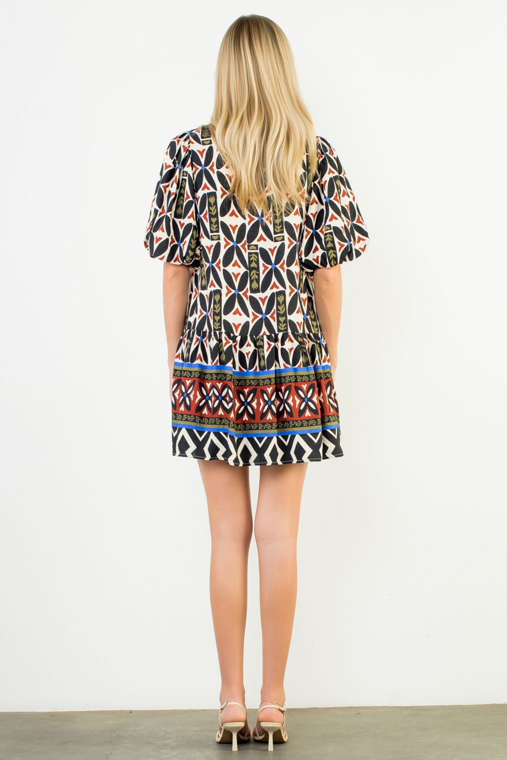 Tribal Print V-Neck Dress