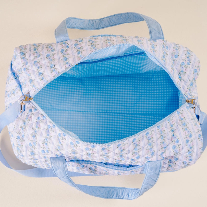 The Darling Effect On the Go Quilted Weekender Bag in Parade Blue