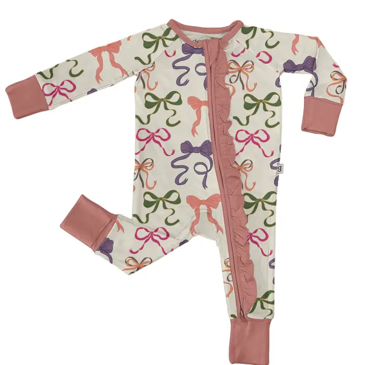 Goosies Bows Long Sleeve Zip Up Pajamas