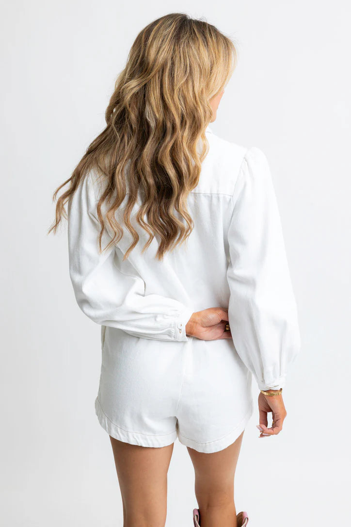 White Denim Romper