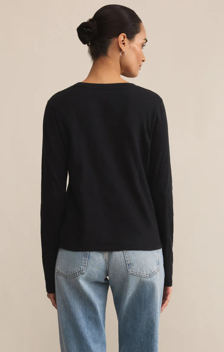 Modern Slub Long Sleeve Tee Black