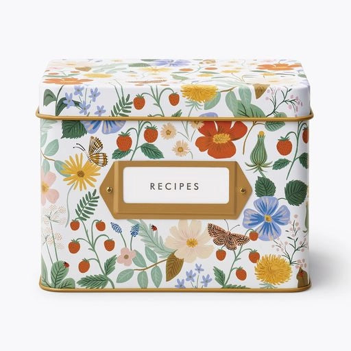Rifle Paper Co Strawberry Fields Tin Recipe Box