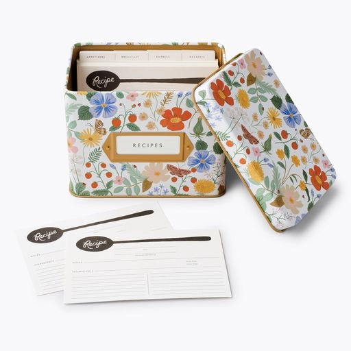 Rifle Paper Co Strawberry Fields Tin Recipe Box