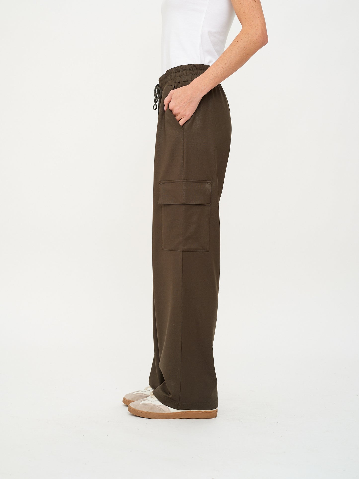 Shiny Olive Cargo Pant