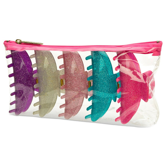 Iscream 5 Pack Glitter Clips in Reusable Pouch