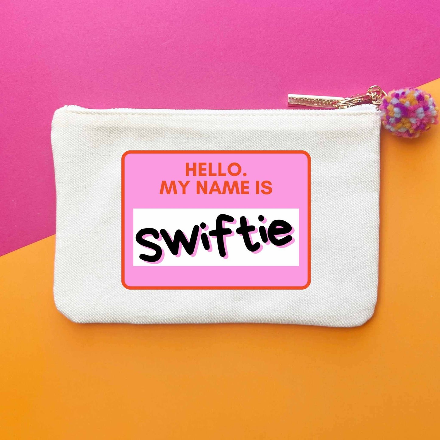 Swiftie "Hello My Name Is" canvas pouch