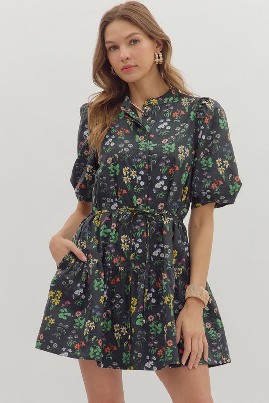 Black Multi Color Floral Dress
