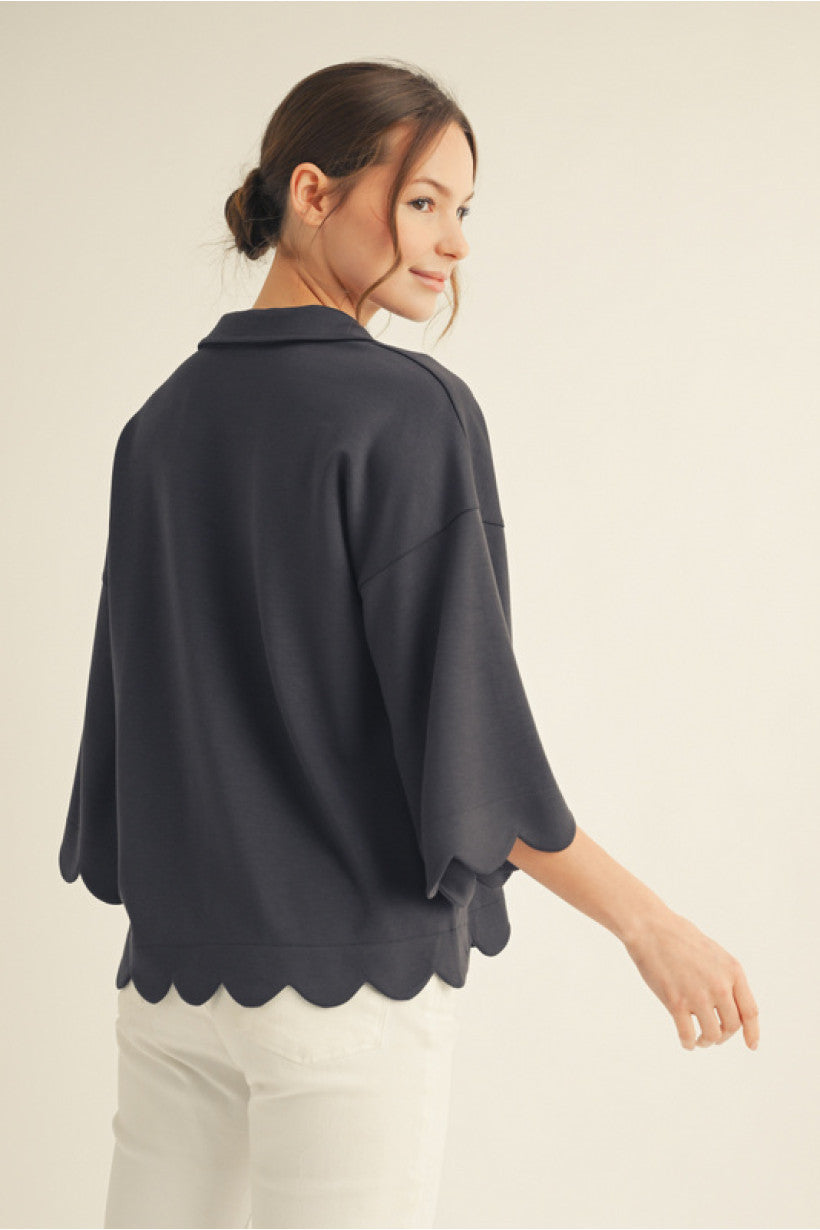 Black Scalloped Edge Top