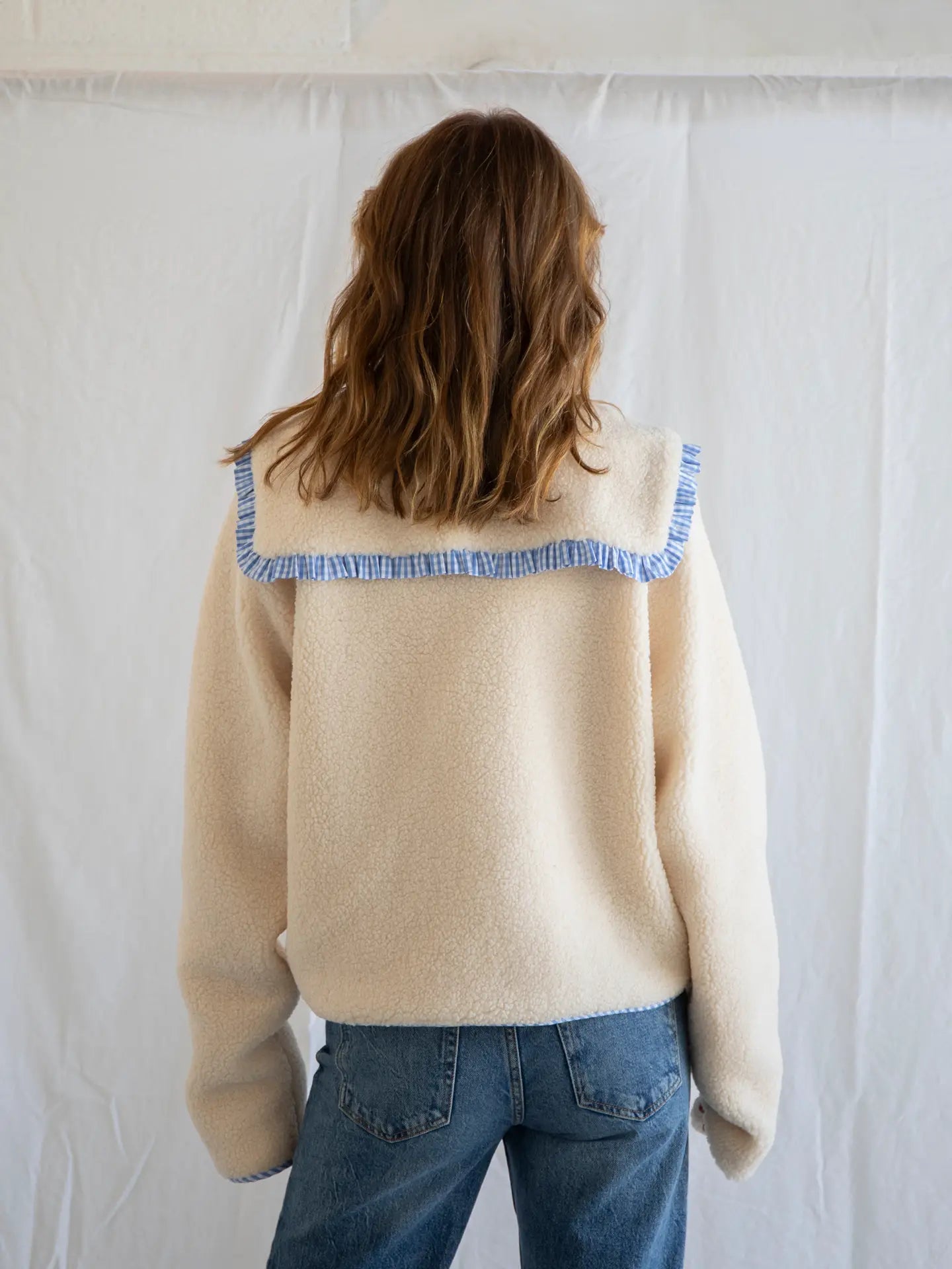 Blue Trim Sherpa Jacket