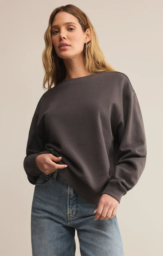 Boyfriend Cotton Sweatshirt Washed Black