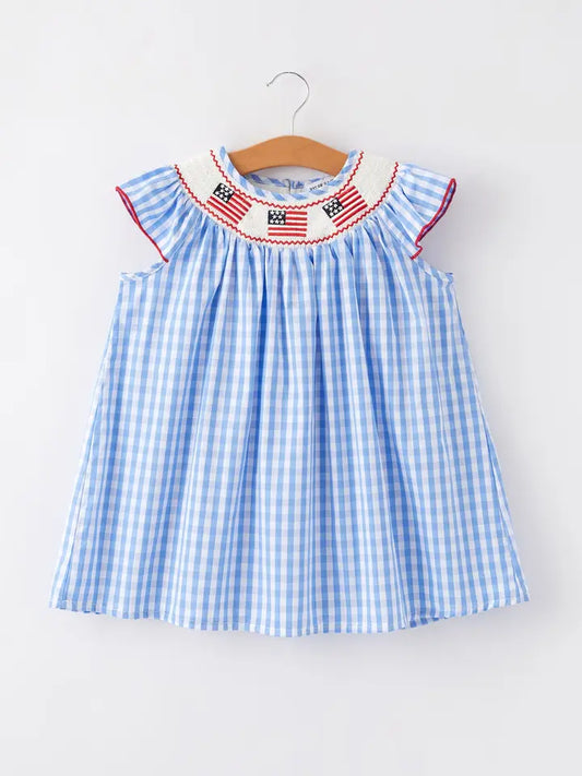 Ryle Faith Designs Flag Embroidery Smocking Dress