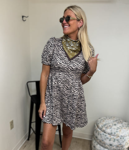 Entro Zebra Print Faux Suede Dress