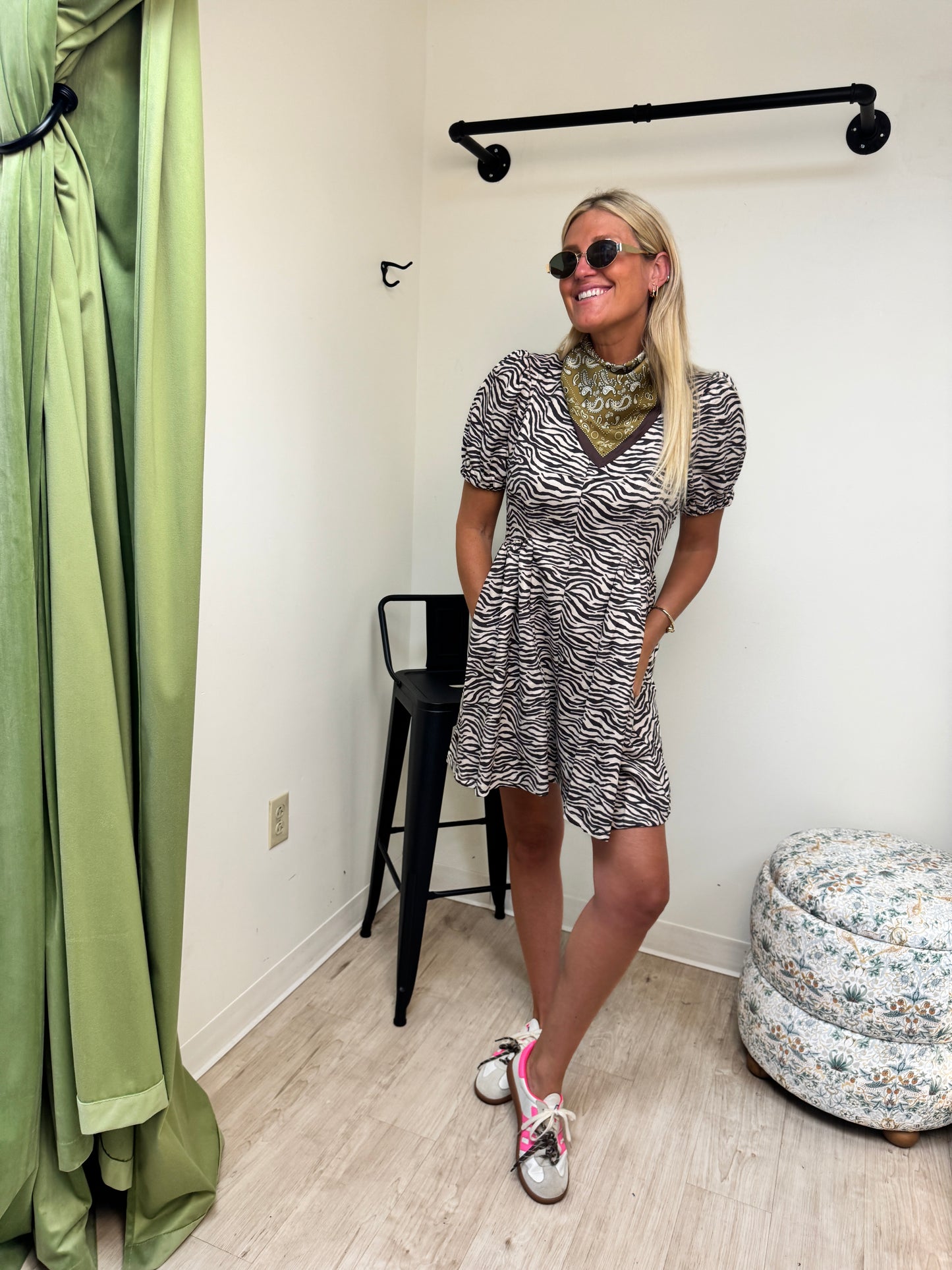 Entro Zebra Print Faux Suede Dress