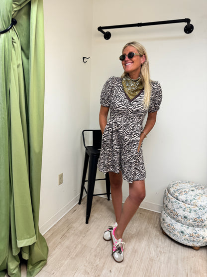 Entro Zebra Print Faux Suede Dress