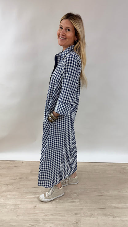 Dark Blue Gingham Maxi