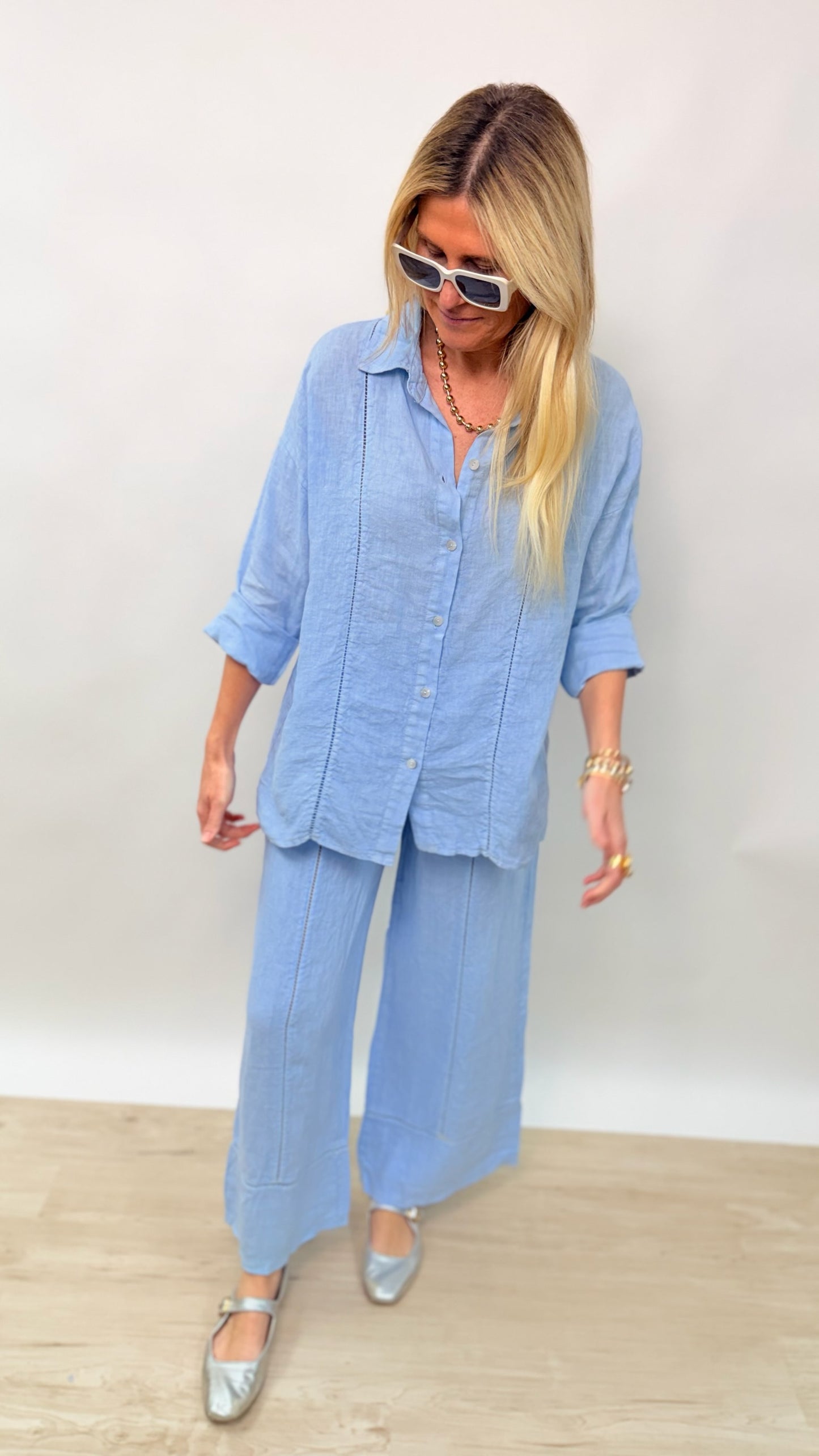 Sky Blue Linen Resort Set