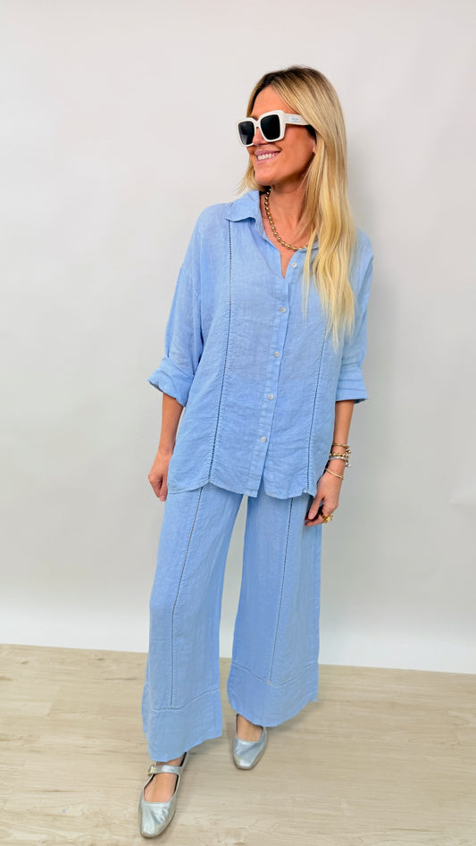 Sky Blue Linen Resort Set