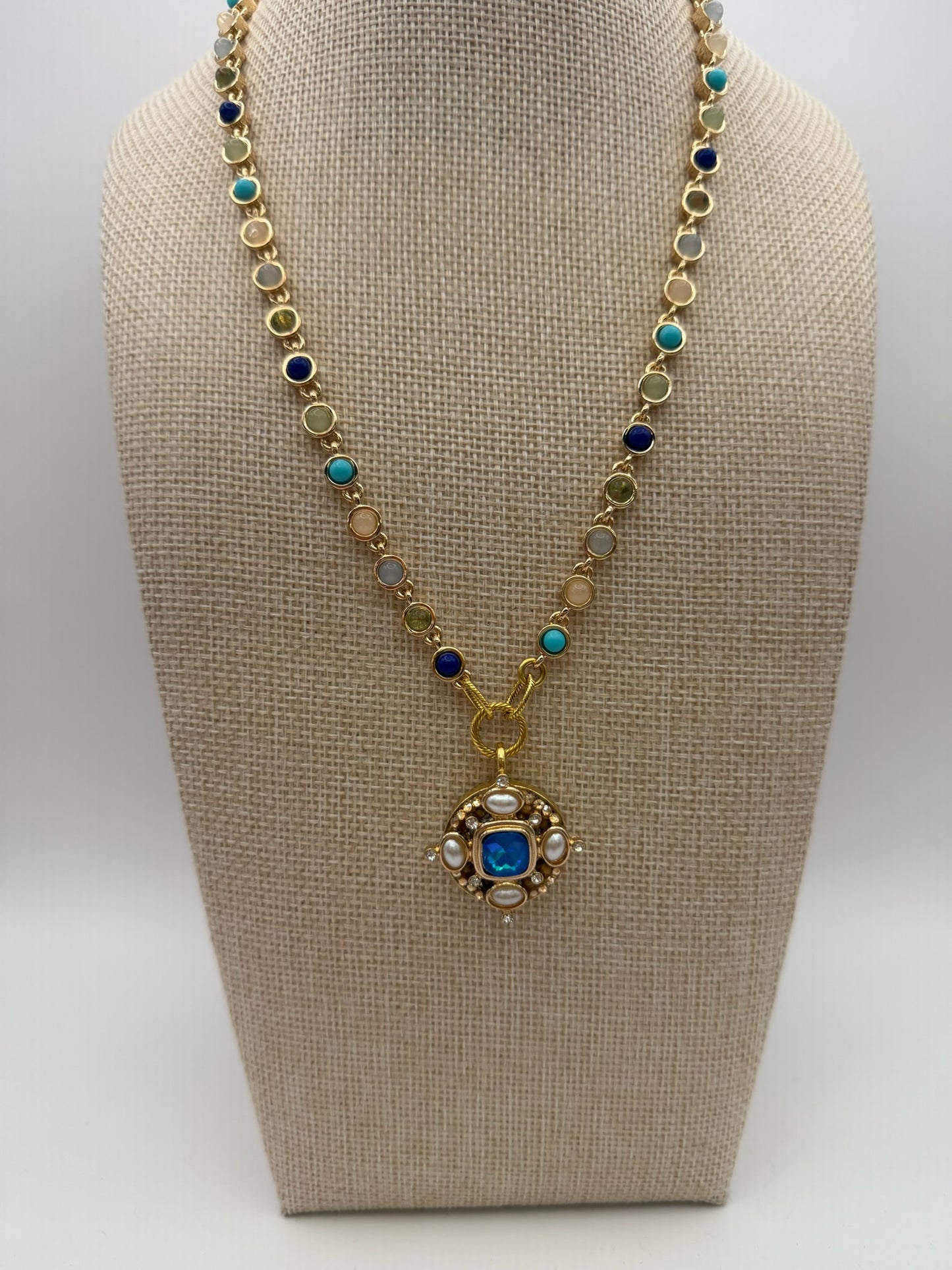 Mustard Seed Statement Mixed Blue Stone Necklace