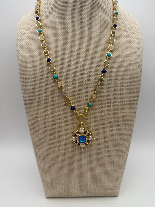 Mustard Seed Statement Mixed Blue Stone Necklace