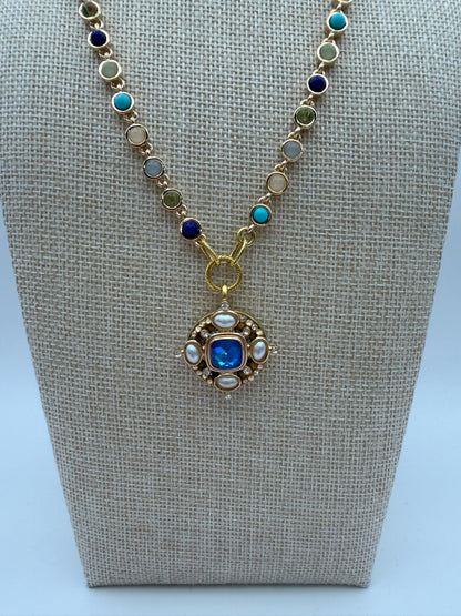 Mustard Seed Statement Mixed Blue Stone Necklace