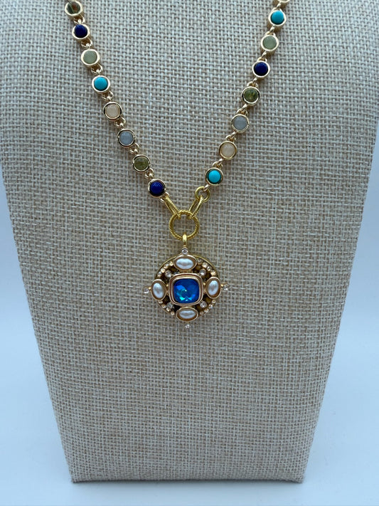 Mustard Seed Statement Mixed Blue Stone Necklace