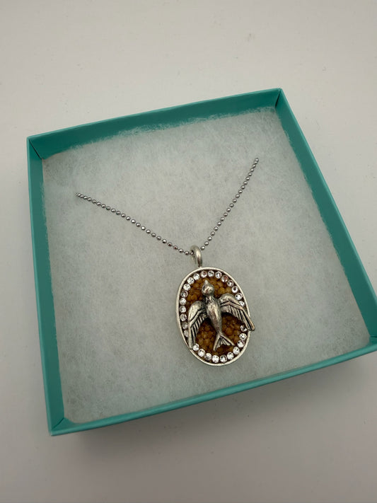 Mustard Seed Pendant Dove Necklace