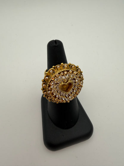 Mustard Seed Statement Heart Adjustable Ring