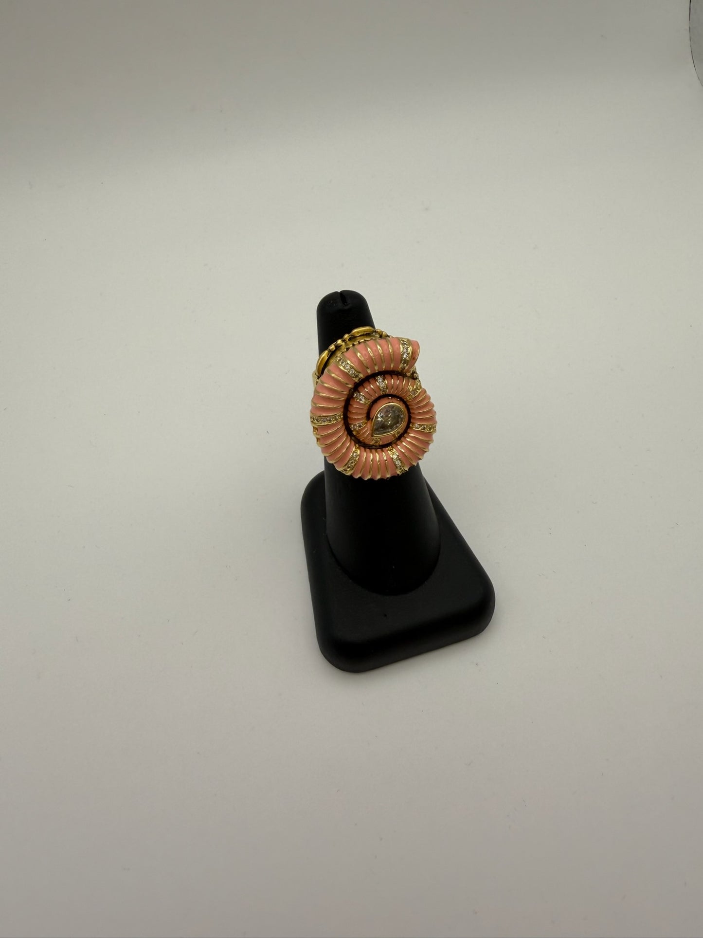 Mustard Seed Orange Shell Adjustable Statement Ring