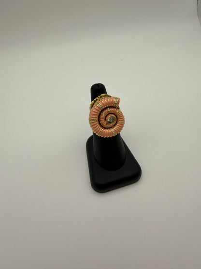 Mustard Seed Orange Shell Adjustable Statement Ring