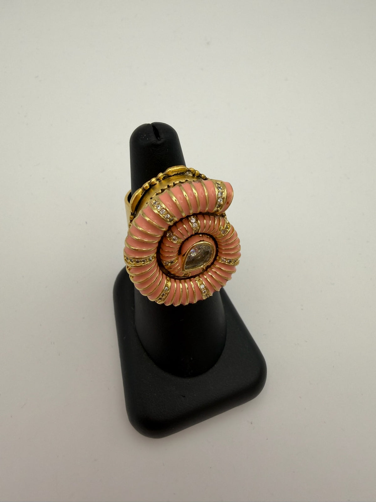 Mustard Seed Orange Shell Adjustable Statement Ring