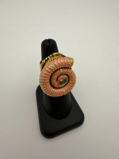 Mustard Seed Orange Shell Adjustable Statement Ring